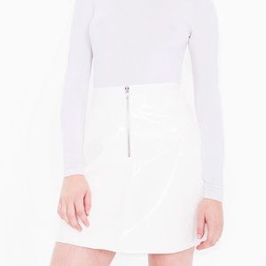 ZIP FRONT VINYL A-LINE MINI SKIRT